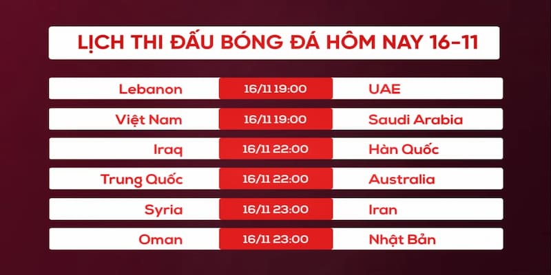 Thông Báo Lịch Thi Đấu Trực Tiếp